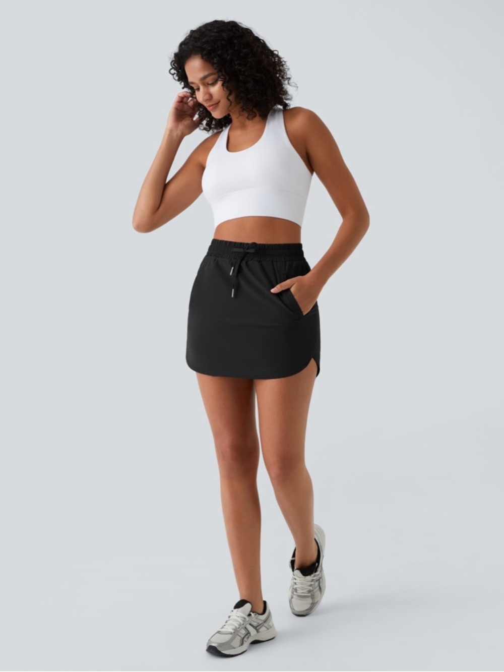 Halara High Waisted Curved Hem Mini Golf Skort Black Women's Size SM - Picture 7 of 14